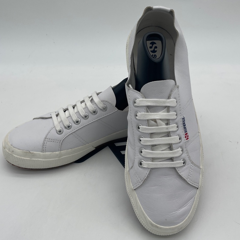 Superga 2750 Cotu Classic White Leather Sneakers Unisex Sized Women 10.0 Men 8.5
